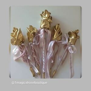*♡✨️🌹(5) PCS TIMELESS MAGICAL  GOLD & PINK ROSE COLLECTION 🌹✨️♡*